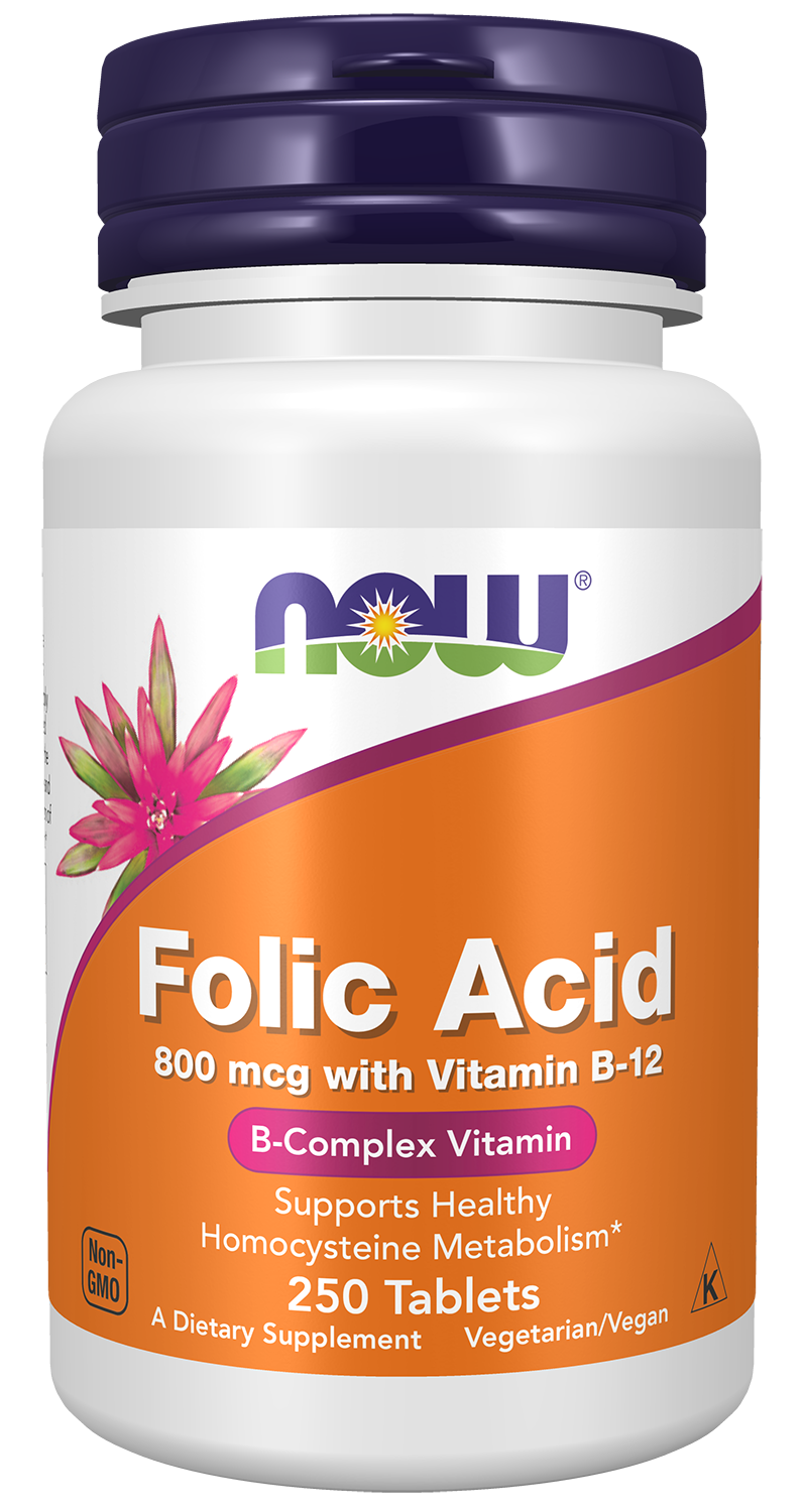 Folic Acid 800mcg + B-12 25mcg - Vegetarian 250 Tablets
