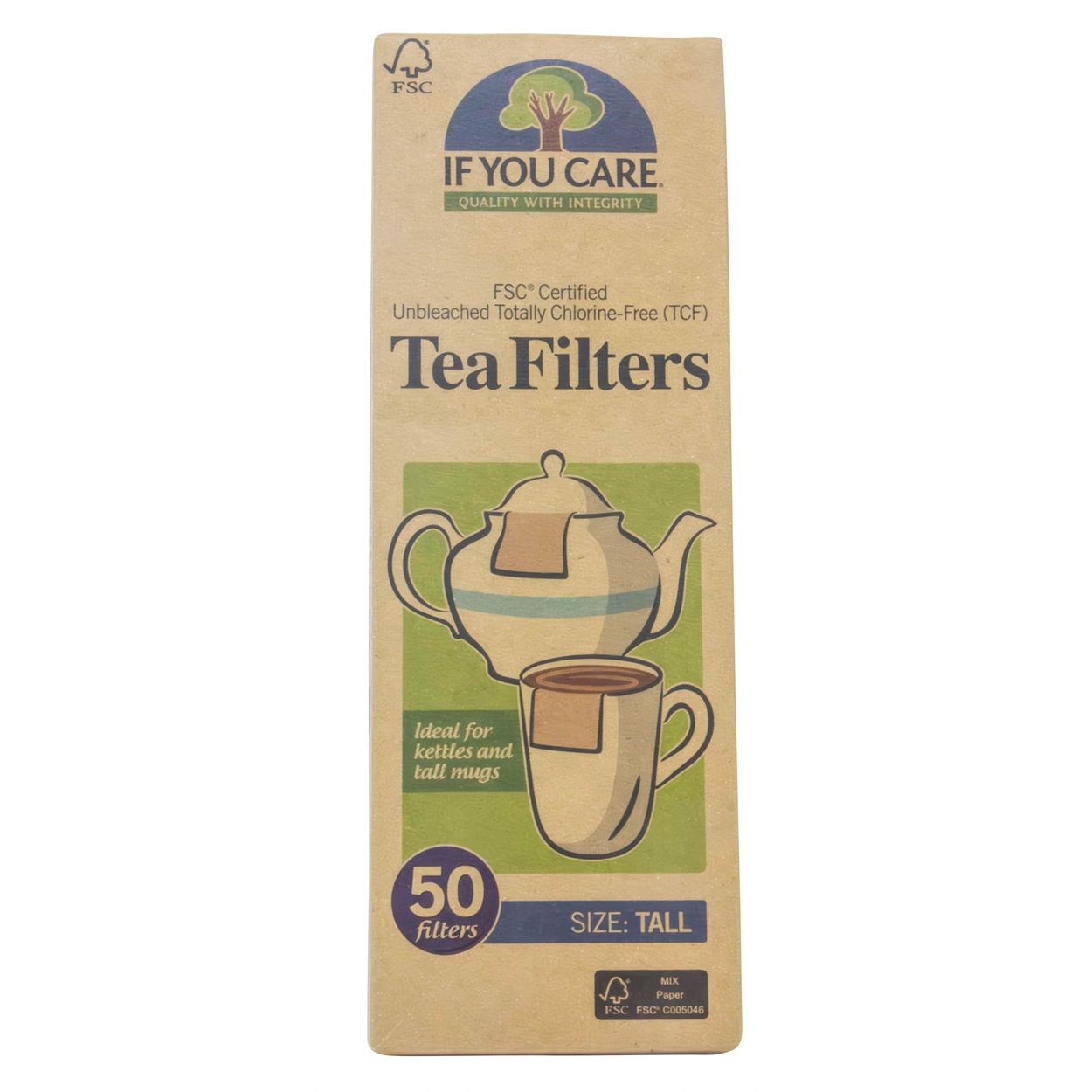 Tea Filters Tall Unbleached 50 ct