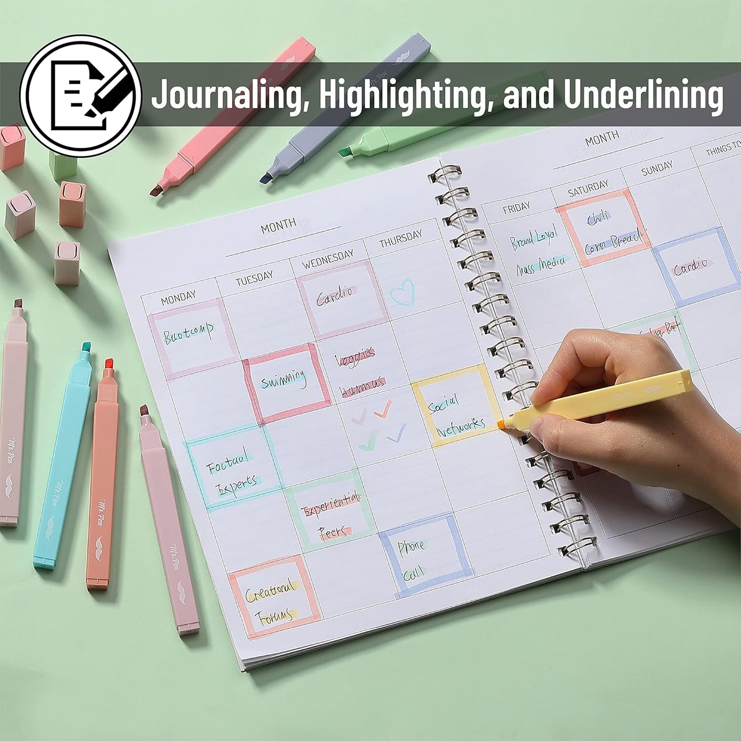 Mr Pen Pastel Highlighter Set 8 Pcs
