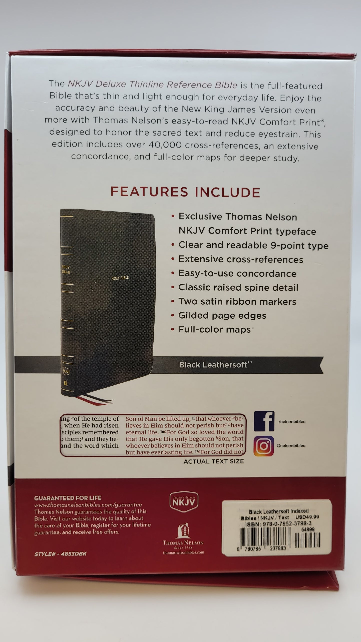 NKJV Deluxe Thinline Reference Bible - Leathersoft - SALE!