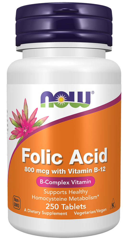 Folic Acid 800mcg + B-12 25mcg - Vegetarian 250 Tablets