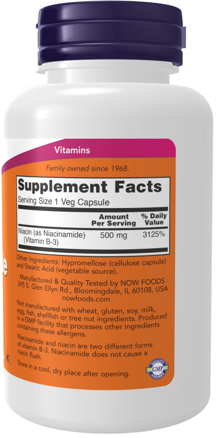 Niacinamide Capsules 500 mg, 100 Veg Capsules