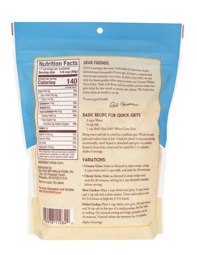 Corn Grits, Creamy White 24 oz