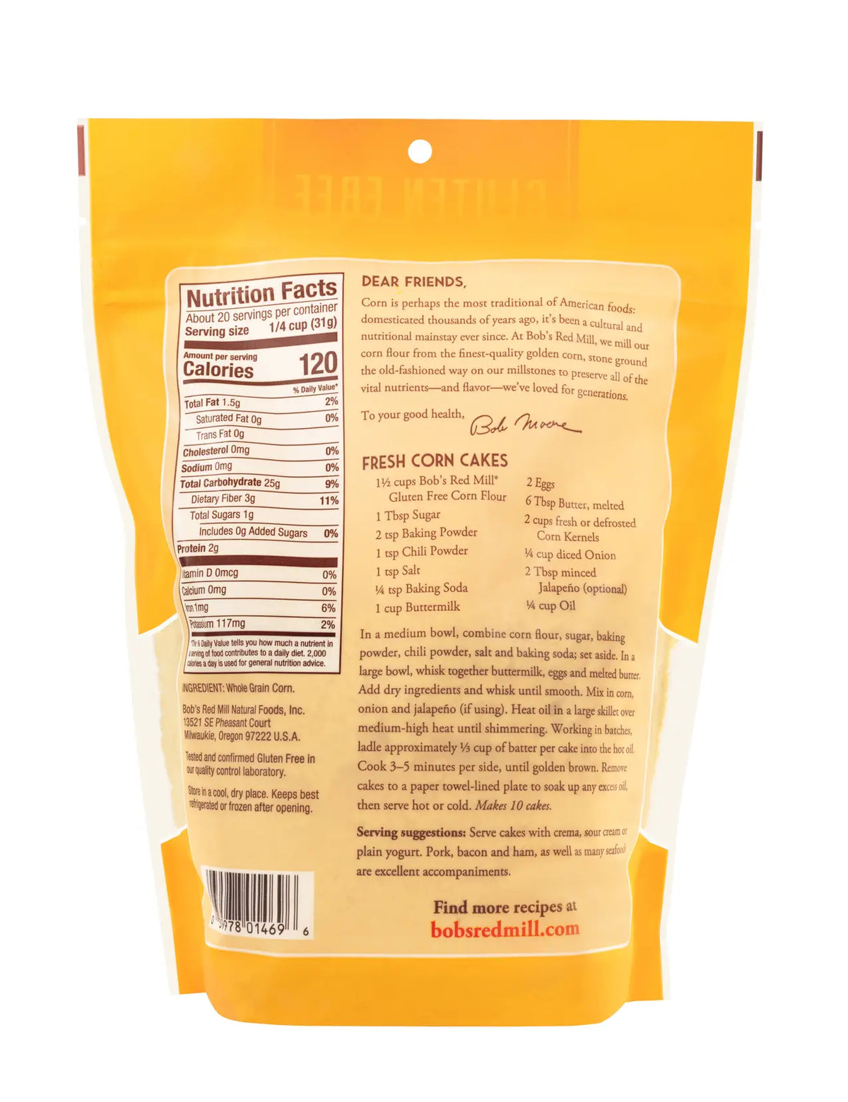 Corn Flour, GF, Whole Grain, Stone Ground 22 oz - Past Best Buy Date