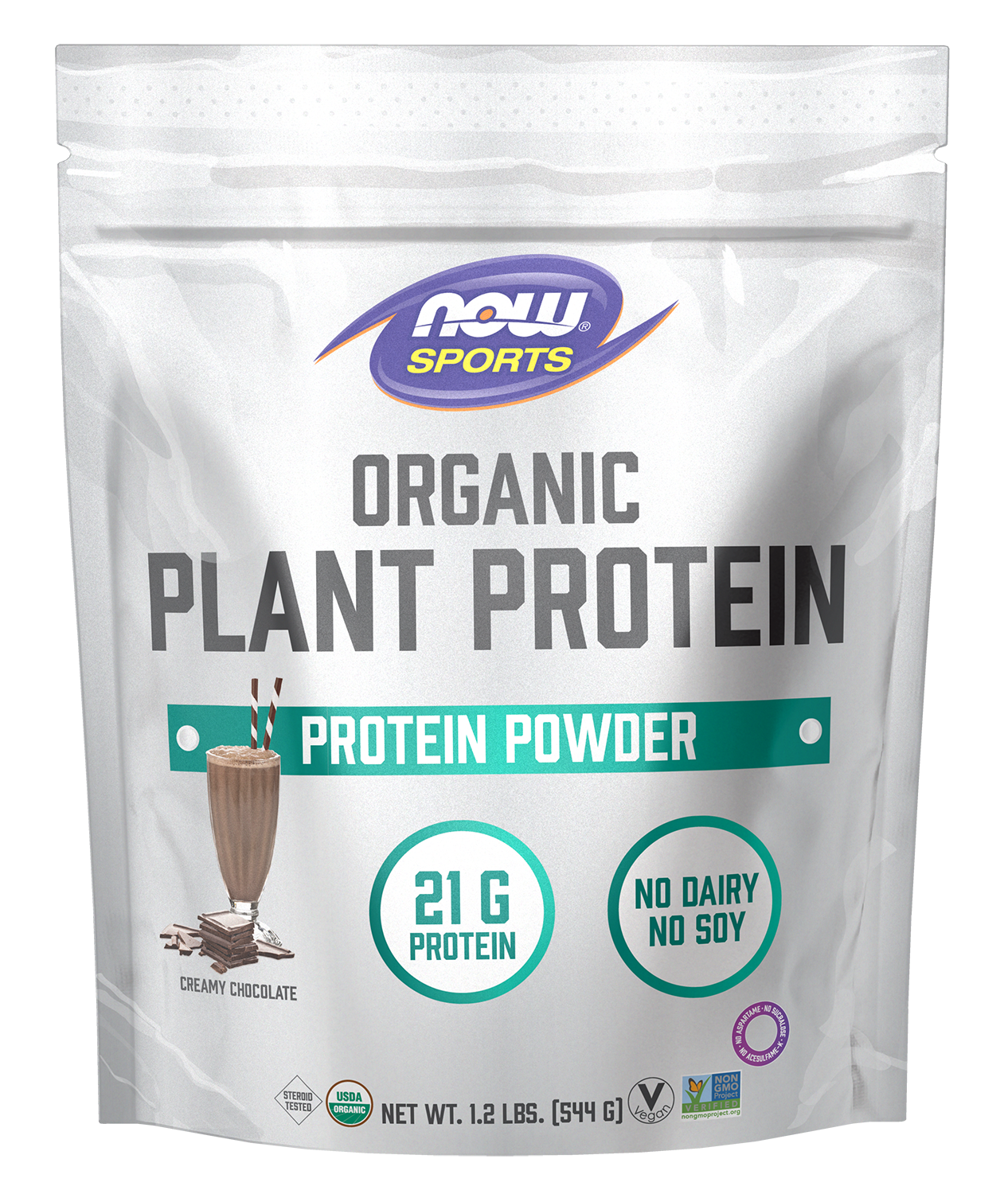 Plant Protein Powder, Chocolate Flv, Organic 1.2 lbs