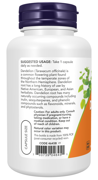 Dandelion Root 500 mg, 100 Veg Capsules