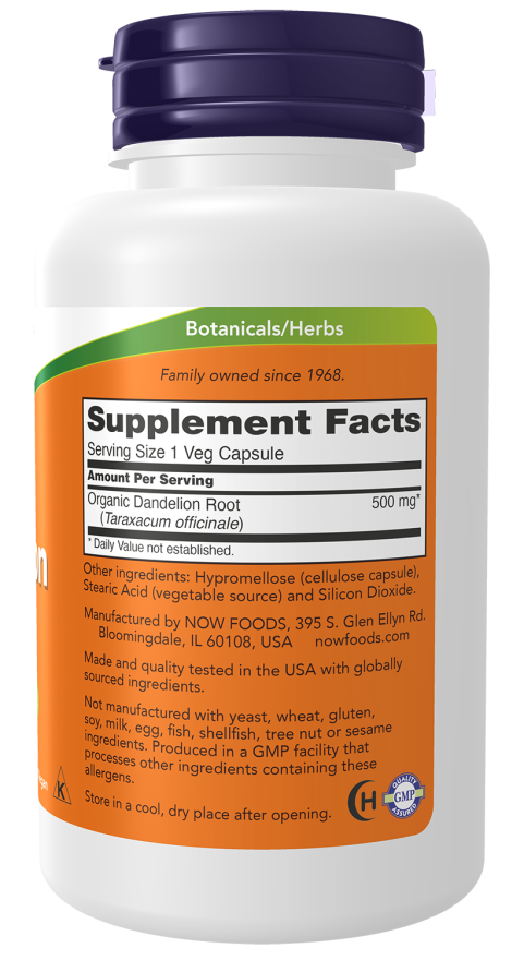 Dandelion Root 500 mg, 100 Veg Capsules