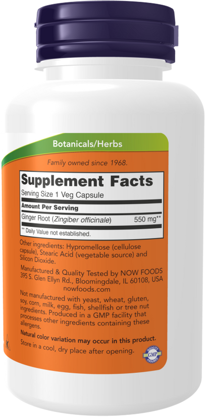 Ginger Root 550 mg, 100 Veg Capsules