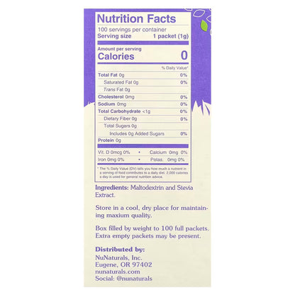 Stevia, White Powder 100 Packets
