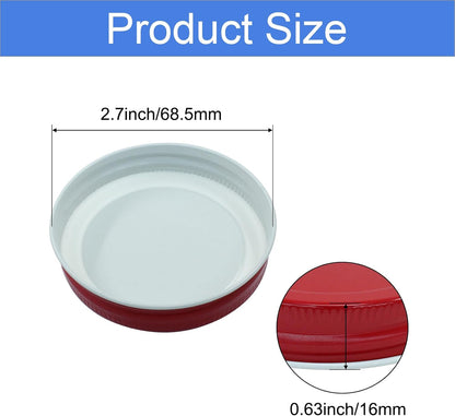 Mason Jar Lids, Regular Mouth, Metal, Red - SALE!