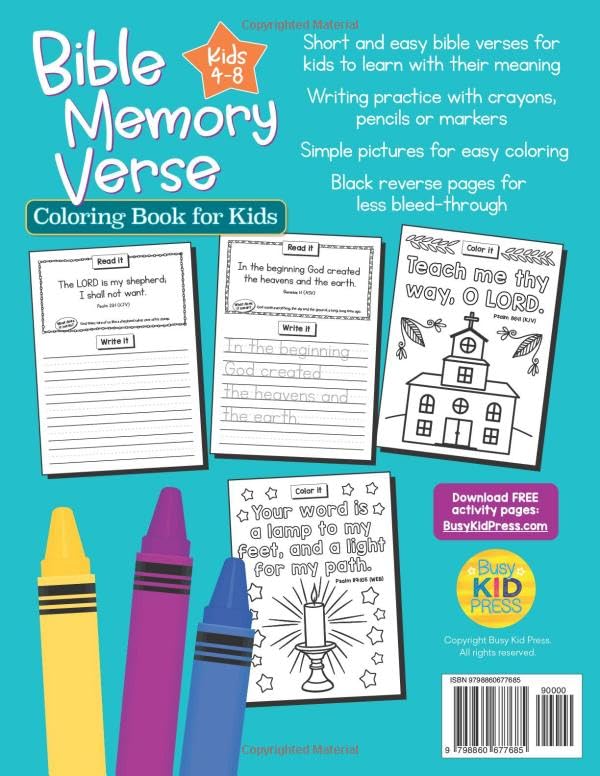 Bible Memory Verse Coloring Book for Kids