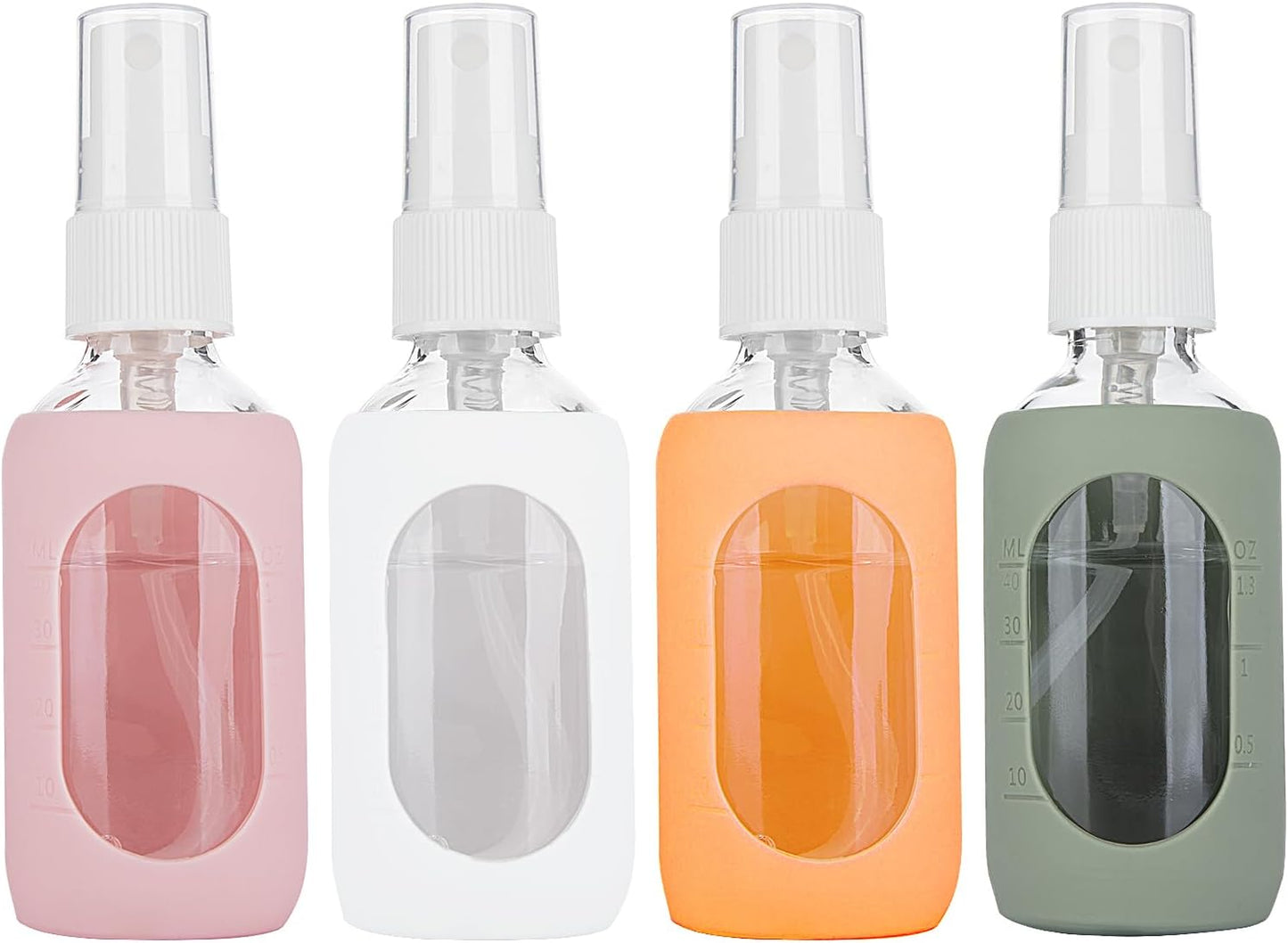 Glass Spray Bottle with Silicone Sleeve, Clear, 2 oz