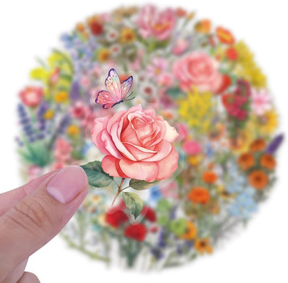 Stickers, Flower Botanical PET  60 pcs