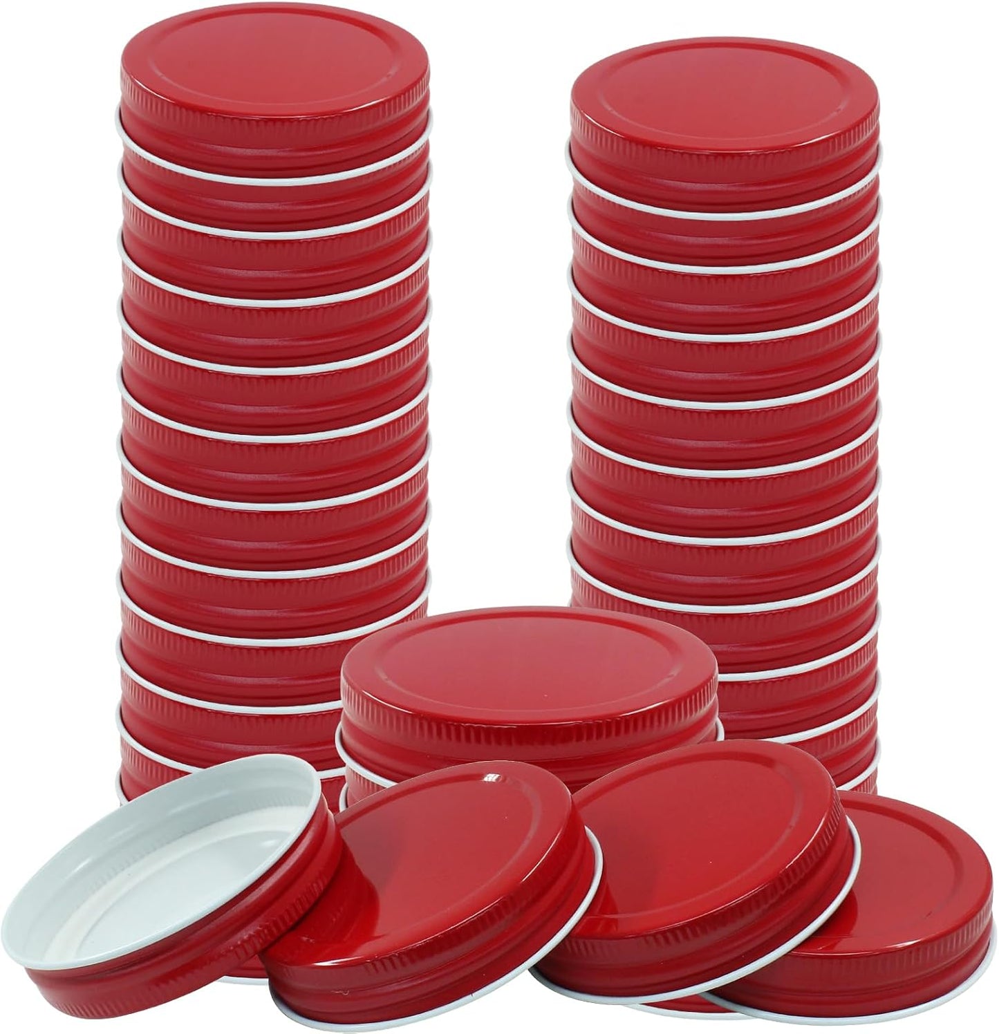 Mason Jar Lids, Regular Mouth, Metal, Red - SALE!