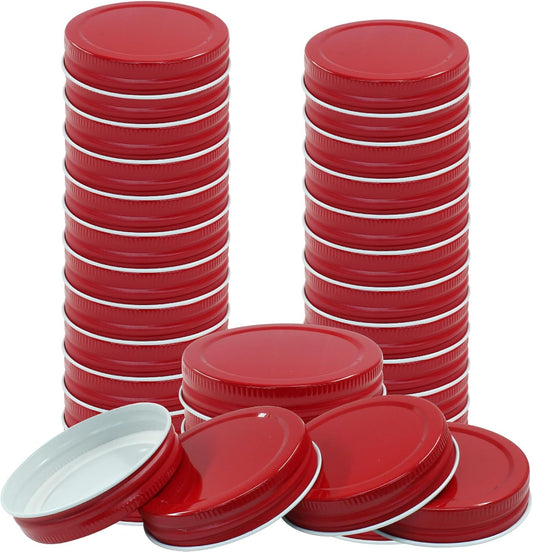 Mason Jar Lids, Regular Mouth, Metal, Red - SALE!