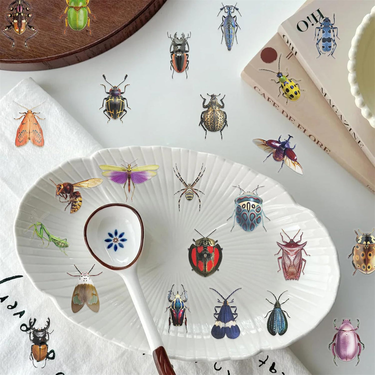 Transparent Vintage Insect Stickers, 50 pcs