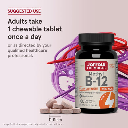Methyl B-12 Ultra Strength 2500 mcg, 100 Vegan Chewable Tablets