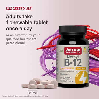 Methyl B-12 Extra Strength 1000 mcg, 100 Vegan Chewable Tablets