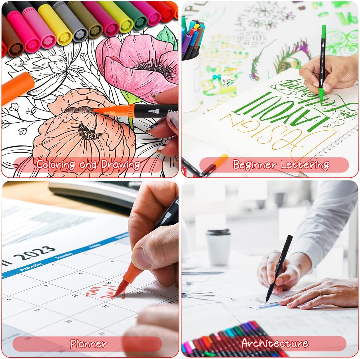 Aen Art Dual Brush Marker Pens 36 Pcs