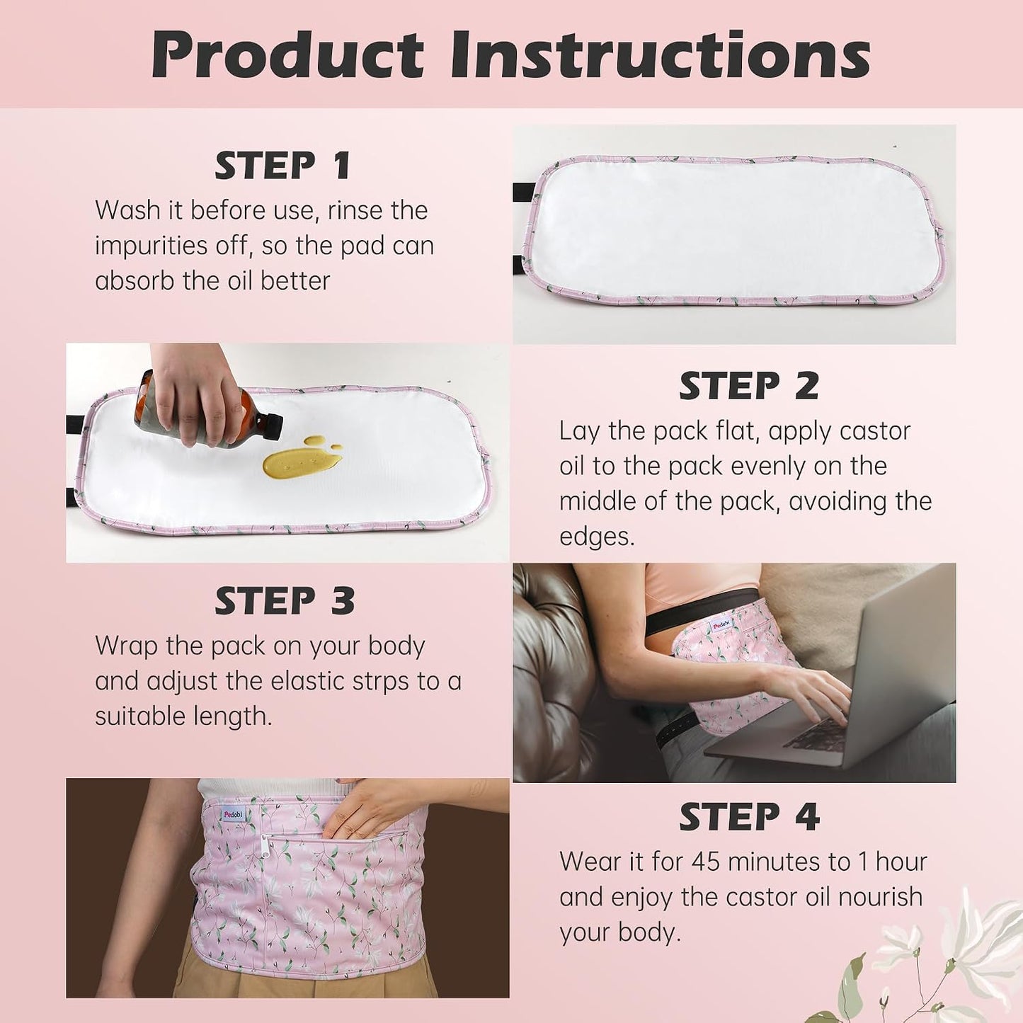 Castor Oil Wrap Set, 2 Pieces