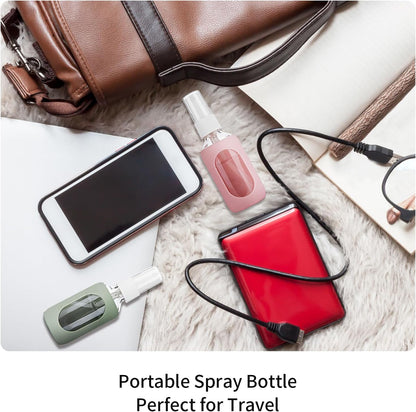 Glass Spray Bottle with Silicone Sleeve, Clear, 2 oz