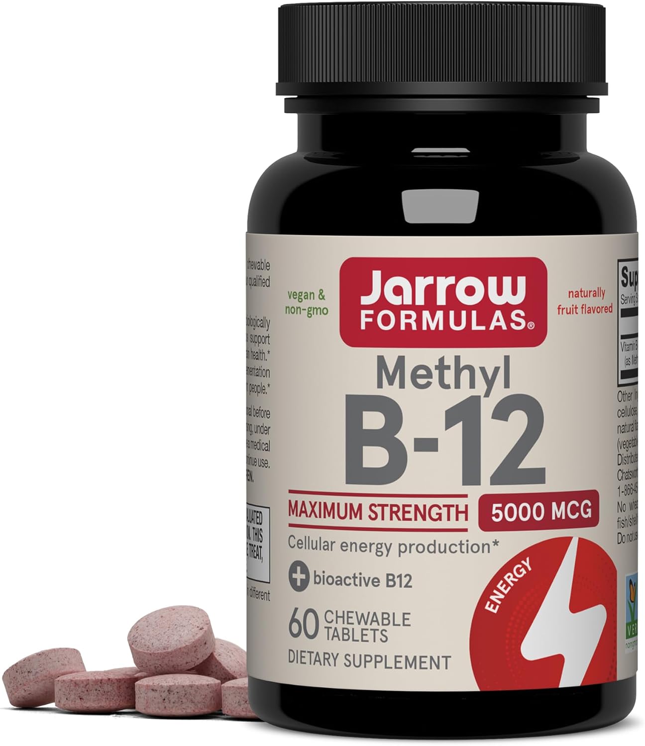 Methyl B-12 Max Strength 5000 mcg, 60 Vegan Chewable Tablets