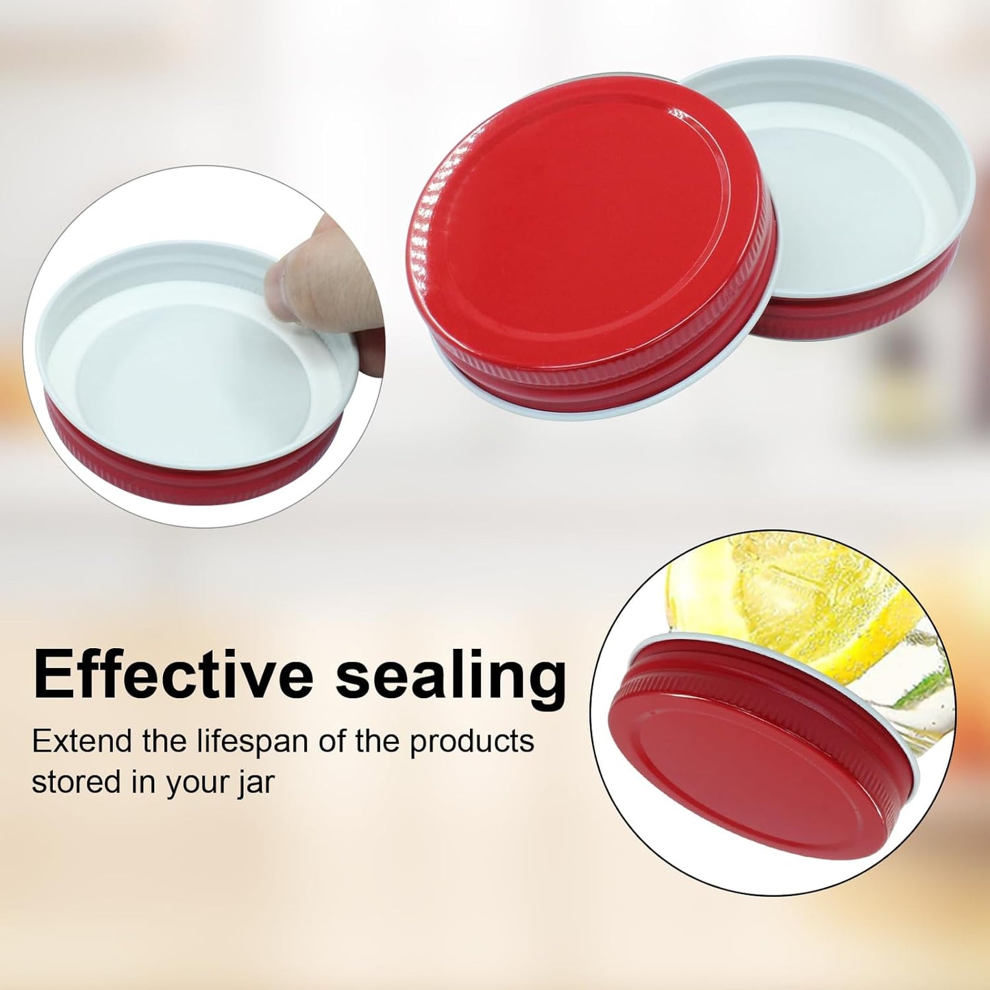 Mason Jar Lids, Regular Mouth, Metal, Red - SALE!