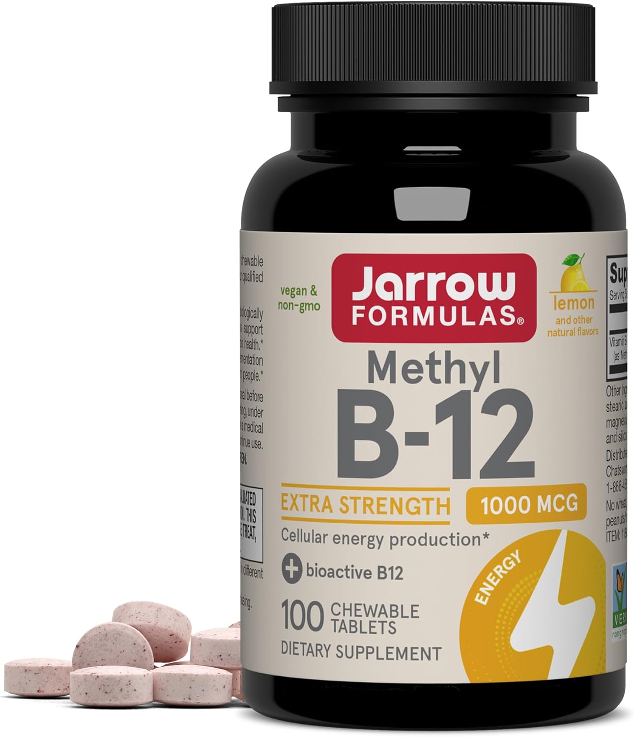 Methyl B-12 Extra Strength 1000 mcg, 100 Vegan Chewable Tablets