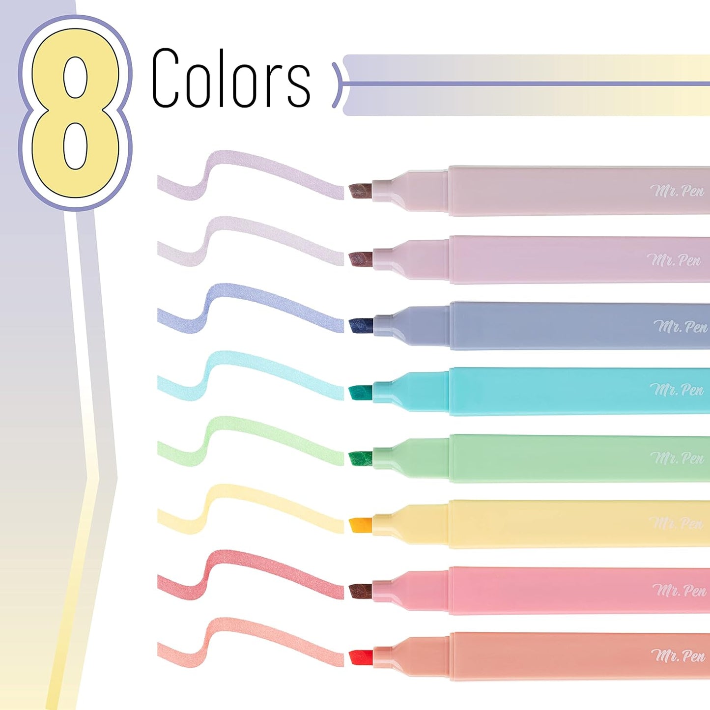 Mr Pen Pastel Highlighter Set 8 Pcs