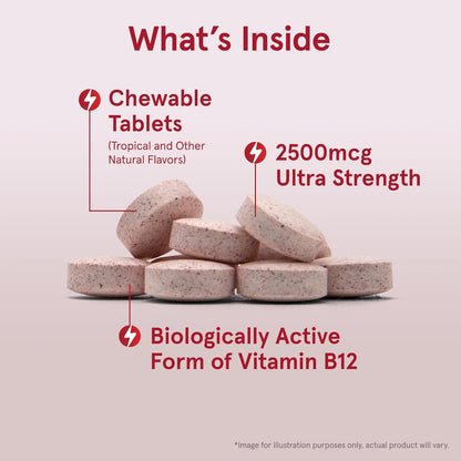 Methyl B-12 Ultra Strength 2500 mcg, 100 Vegan Chewable Tablets