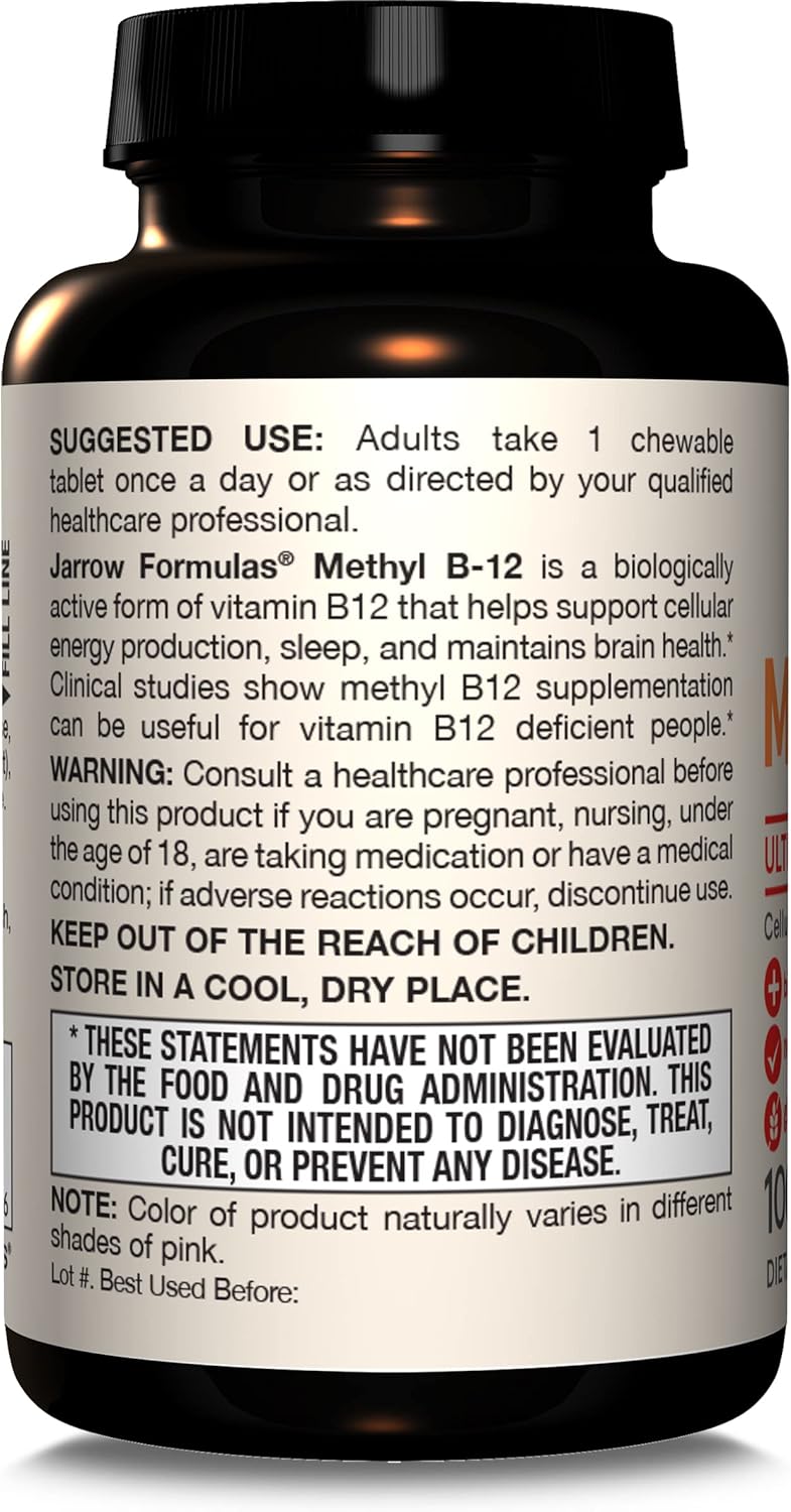 Methyl B-12 Ultra Strength 2500 mcg, 100 Vegan Chewable Tablets