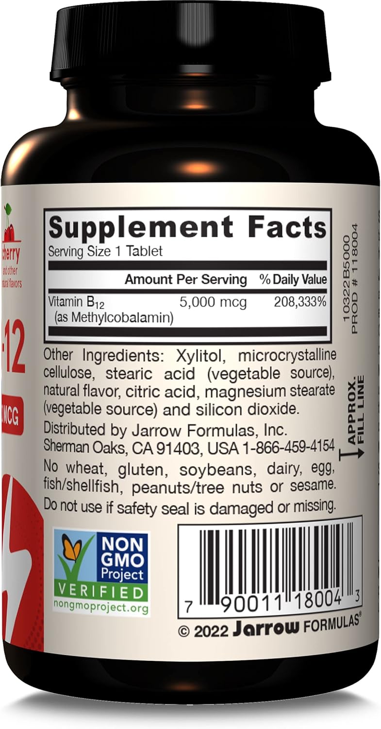 Methyl B-12 Max Strength 5000 mcg, 60 Vegan Chewable Tablets