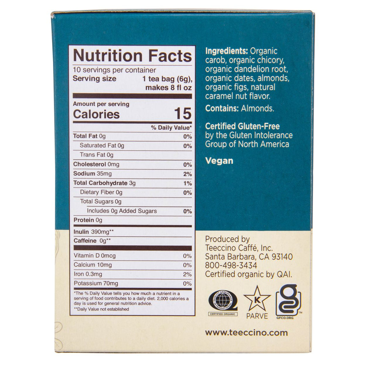 Tea, Herbal Caramel Nut Organic 10 bags