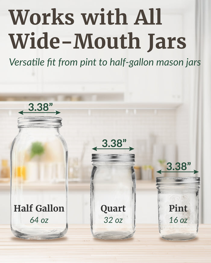 Sprouting Lid, Stainless Steel Screen, Plastic Rim, Widemouthed