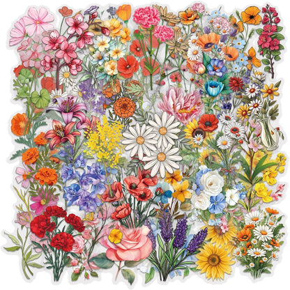 Stickers, Flower Botanical PET  60 pcs
