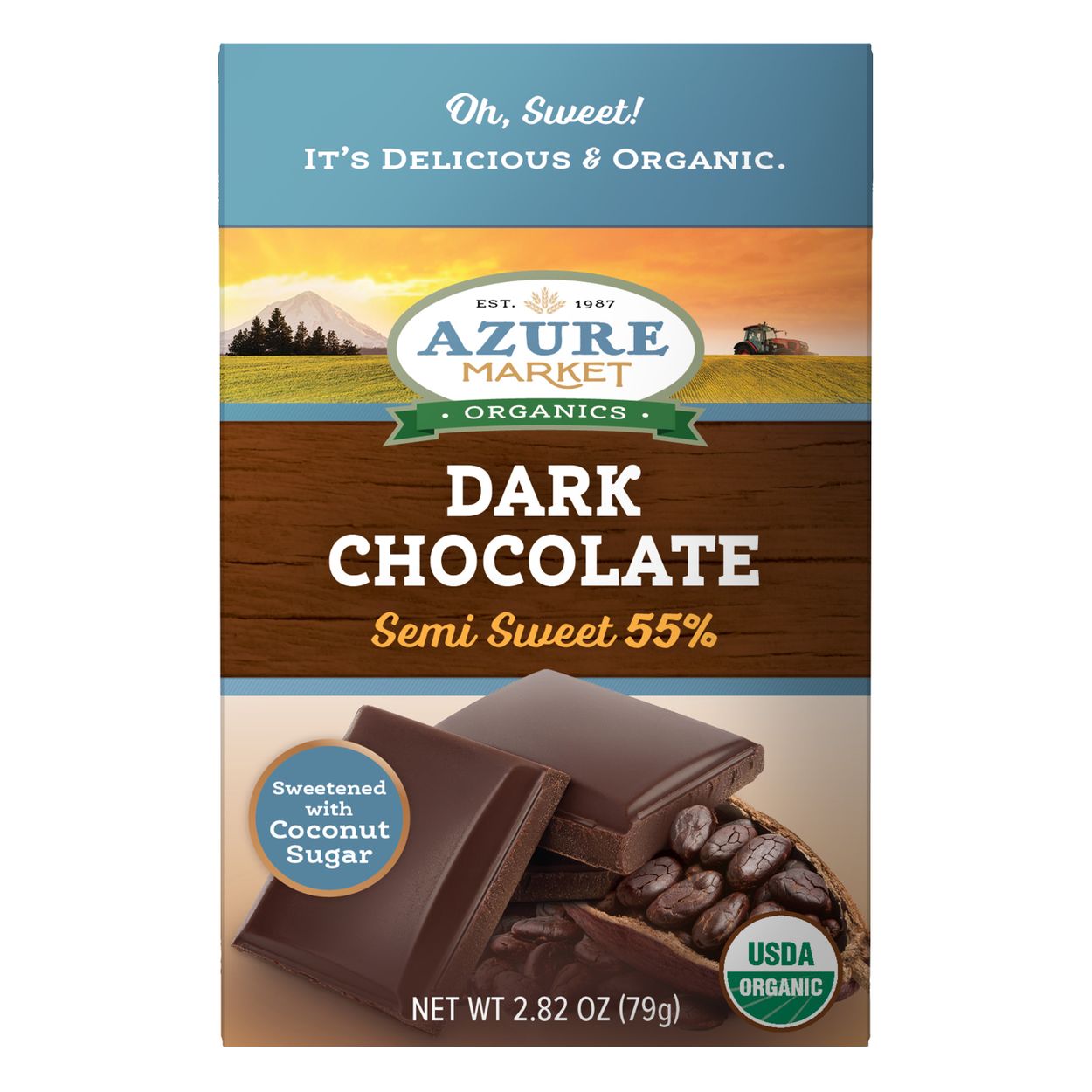 Dark Chocolate Bar, Organic 2.82 oz