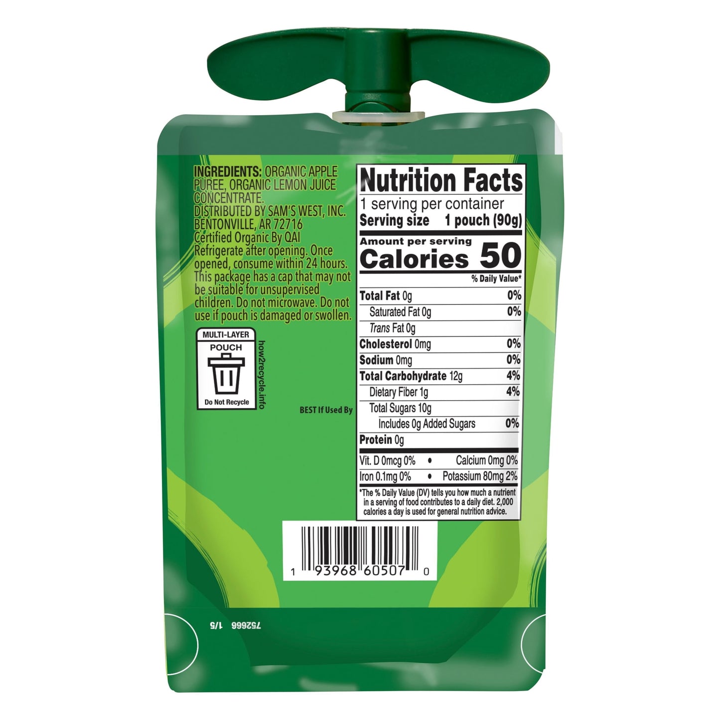 Apple Sauce Pouches, Organic 3.2 oz