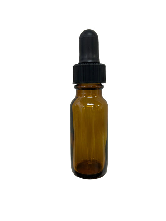 Glass Bottle w/ Dropper, Amber 1/2 oz