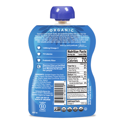 Mama Chia Prebiotic Squeeze Snack, Blueberry Acai 3.5 oz