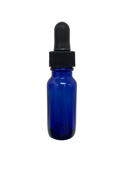 Glass Bottle w/ Dropper, Cobalt 1/2 oz
