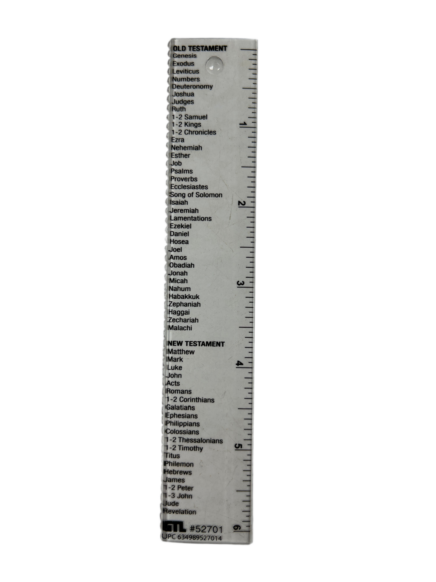 Clear Ruler W/ Bible Books 6in
