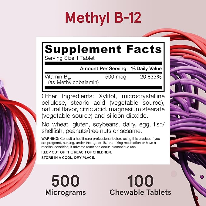 Methyl B-12 500 MCG 100 Chew Tabs
