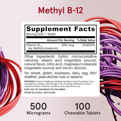 Methyl B-12 500 MCG 100 Chew Tabs