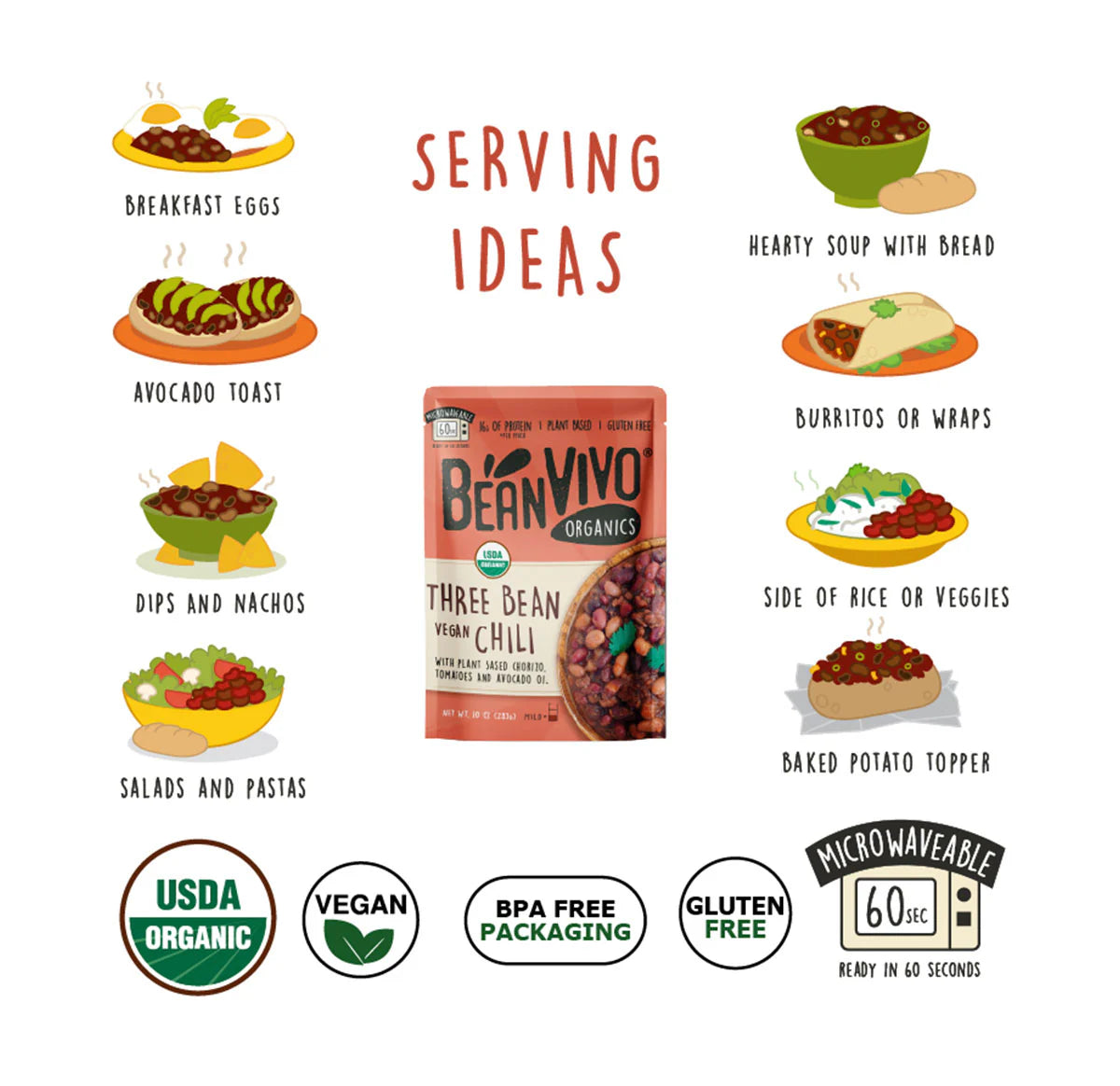 Chili Pouch, Three Bean, Vegan 10 oz