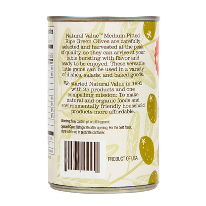 Green Olives, Natural, Medium, Pitted 6 oz