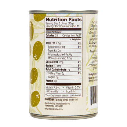 Green Olives, Natural, Medium, Pitted 6 oz