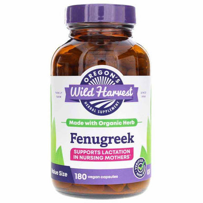 Fenugreek Organic Herbal Supplement, 180 Vegan Capsules - CLEARANCE!
