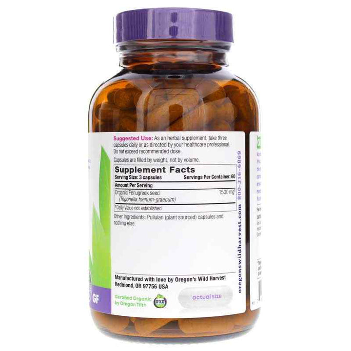 Fenugreek Organic Herbal Supplement, 180 Vegan Capsules - CLEARANCE!