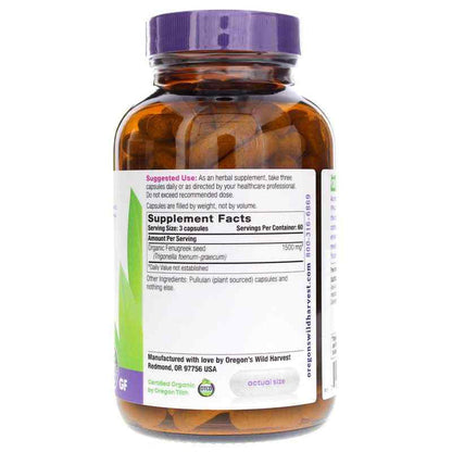 Fenugreek Organic Herbal Supplement, 180 Vegan Capsules - CLEARANCE!