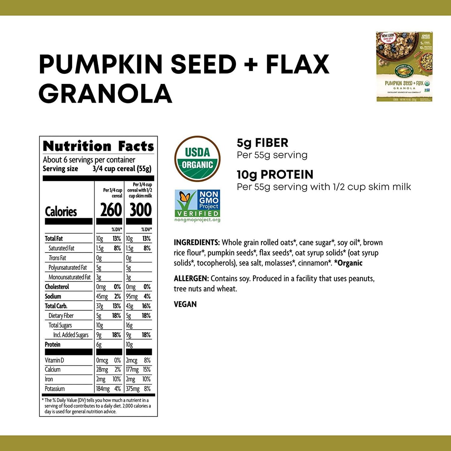 Granola, Pumpkin Seed & Flax, Organic 1 lb